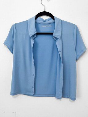 Hollister Baby Blue Short Sleeve Button Up